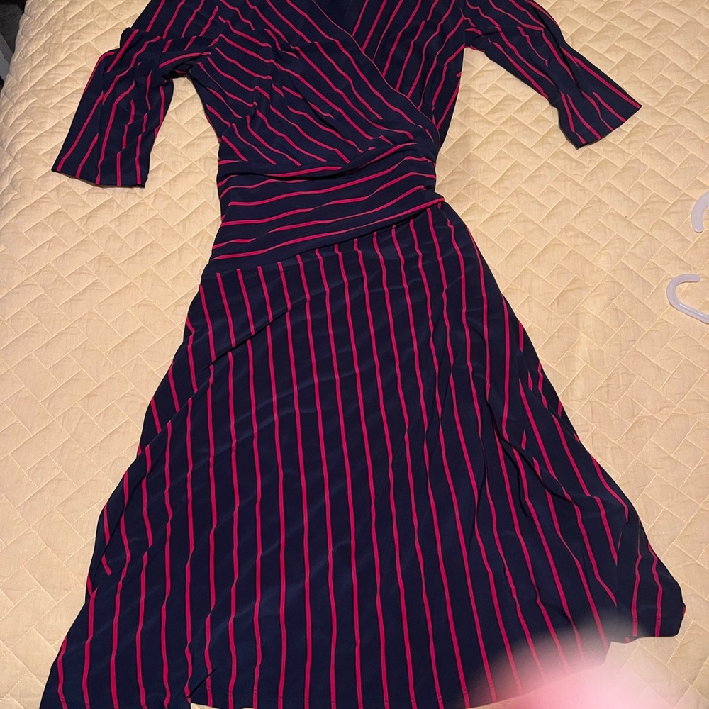 Ralph Lauren Navy and Red Long Sleeve Dress